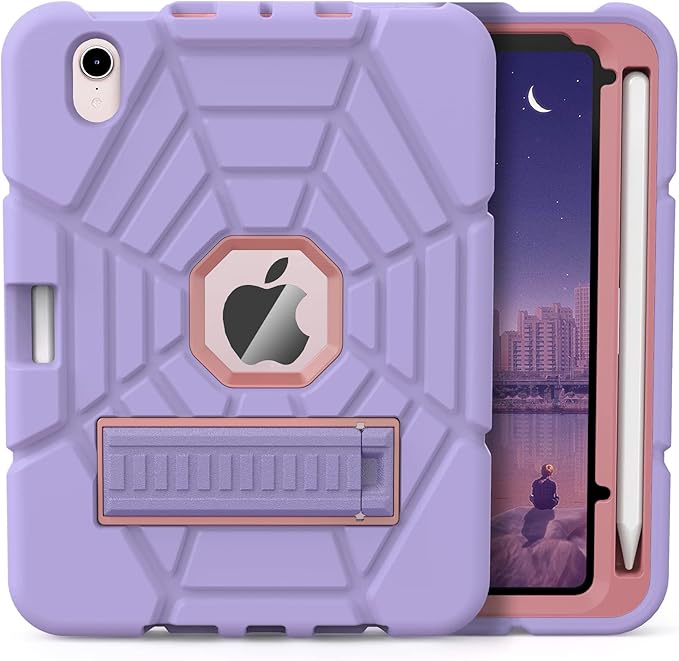 Grifobes Case for iPad mini 7th 2024 (A17 Pro) / Mini 6th Generation 2021 8.3", Heavy Duty Shockproof Cover with Pencil Holder Stand, for i Pad Mini 7/6 Gen 8.3 inch Case (Purple+Pink)