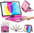 TSQQST Clear Wireless Keyboard Case for iPad (A16) 11th Generation 11-inch 2025/ iPad 10th Generation 10.9-inch 2022 with Pencil Holder & Multi-Touch Trackpad, 7-Color Backlit, 360 Rotatable, Pink