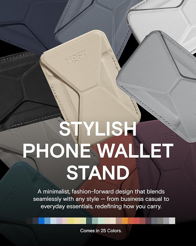 MOFT Magnetic Wallet Stand Compatible with iPhone 16/15/14/13/12 Series, Angle Adjustment & Magsafe Compatible MOVAS Phone Stand,Earthen Beige