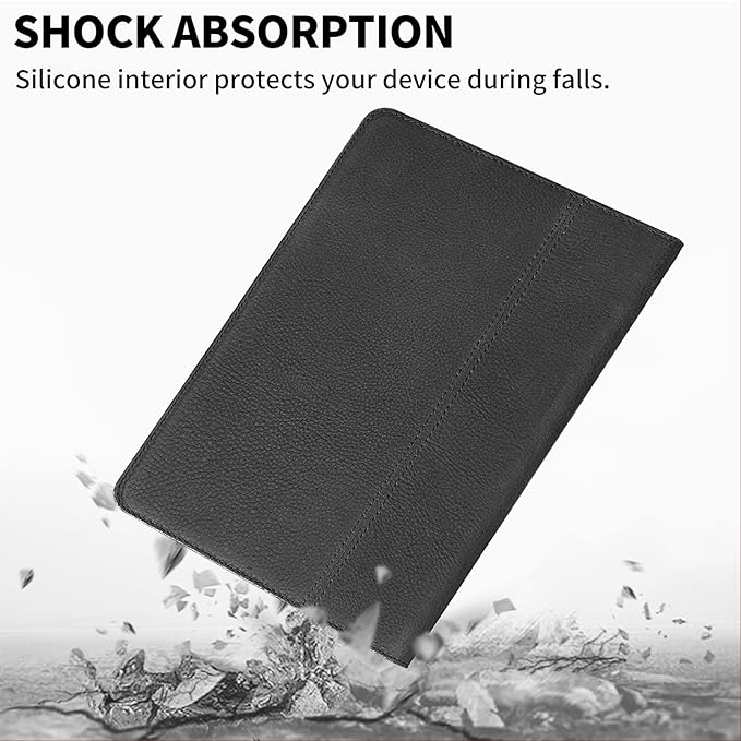 Gexmil Genuine Leather Case for iPad Pro 11 Inch 4/3/2/1st Gen 2022/2021/2020/2018,Smart Folio with Pencil Holder,Protective Shockproof Real Leather Cover,Auto Sleep/Wake,Sanded Black