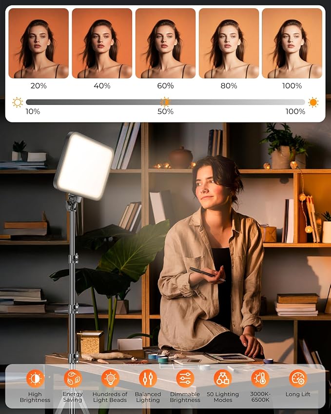 Torjim 12'' LED Video Light Kit | High Brightness | 5 Lighting Modes | 3000-6500K Studio Lights with Tripod Stand, Phone Holder &Wireless Remote | Professional Photography Lighting for Video Recording