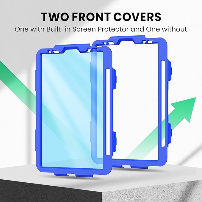 SEYMAC Case for iPad Pro 11 Case 4th/ 3rd/ 2nd/ 1st Gen (2022/2021/2020/2018), Full-Body Shockproof Protective Case with Screen Protector, 360° Rotating Stand and Hand/Shoulder Strap, Blue