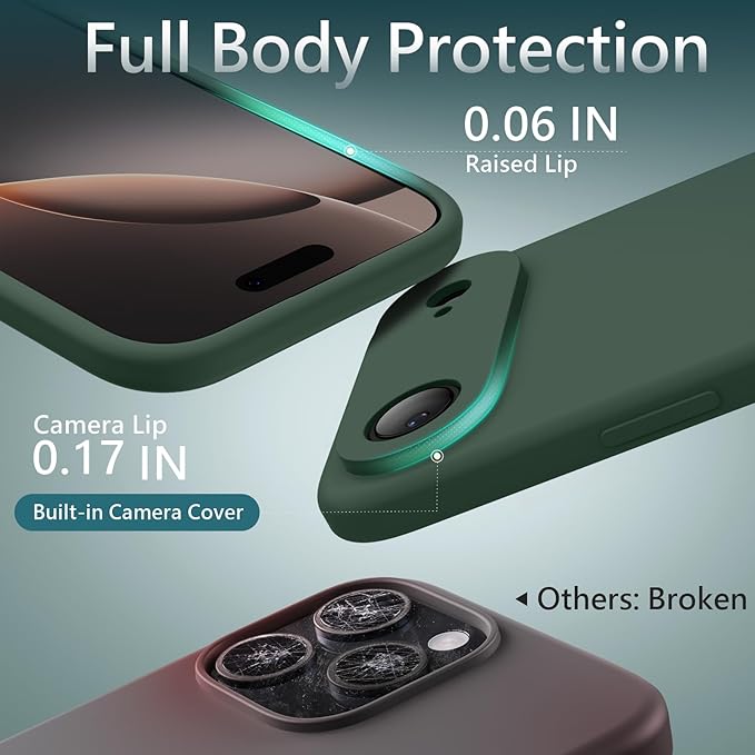 FireNova Magnetic for iPhone Air Case, Compatible with MagSafe, [Integrated Silicone Camera Control Button] [Camera Protection] Microfiber Lining Phone Case for iPhone 17 Air, 6.5", Alpine Green