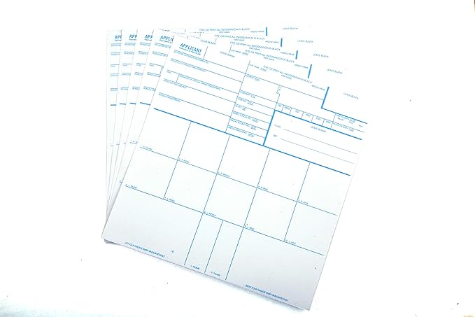 Fingerprint Cards, Applicant FD-258, 100 Pack