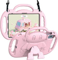Kids Case for iPad A16 11" 2025 (11th Gen) & 10th Generation 10.9" 2022 & iPad Air 11" M3/M2 & Air 5th/4th Gen & Pro 11, Durable Shockproof Cover with Shoulder Strap Handle Stand, Light Pink