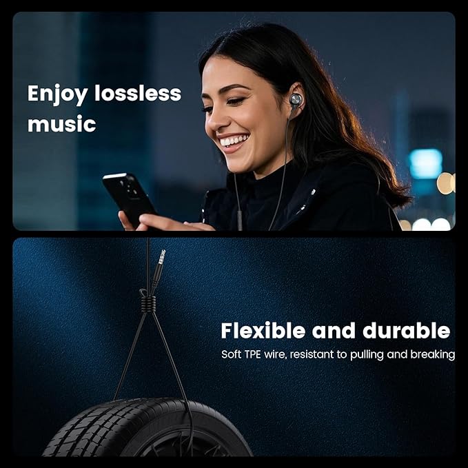 MOSWAG Wired Headphones, 3.5mm Wired Headphones with Microphone, 1/8 inch in-Ear Line Control Headsets Compatible with Mobile Phones, Desktop PCs, Tablets, Laptops, MP3s, MP4s, 2 Pack