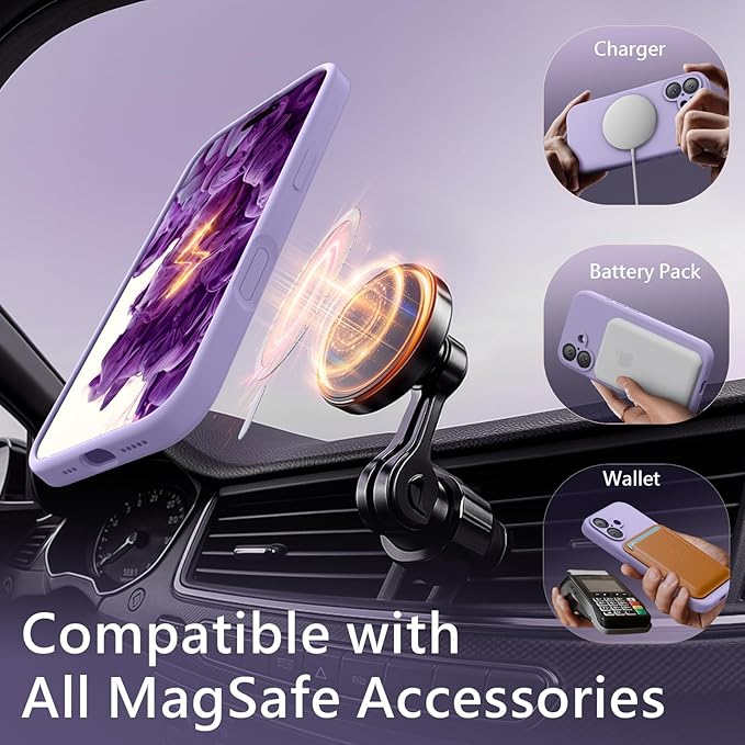 FireNova Magnetic for iPhone 17 Case, Compatible with MagSafe, [Integrated Silicone Camera Control Button] [Camera Protection] Anti-Scratch Microfiber Lining Phone Case, 6.3", Clove Purple