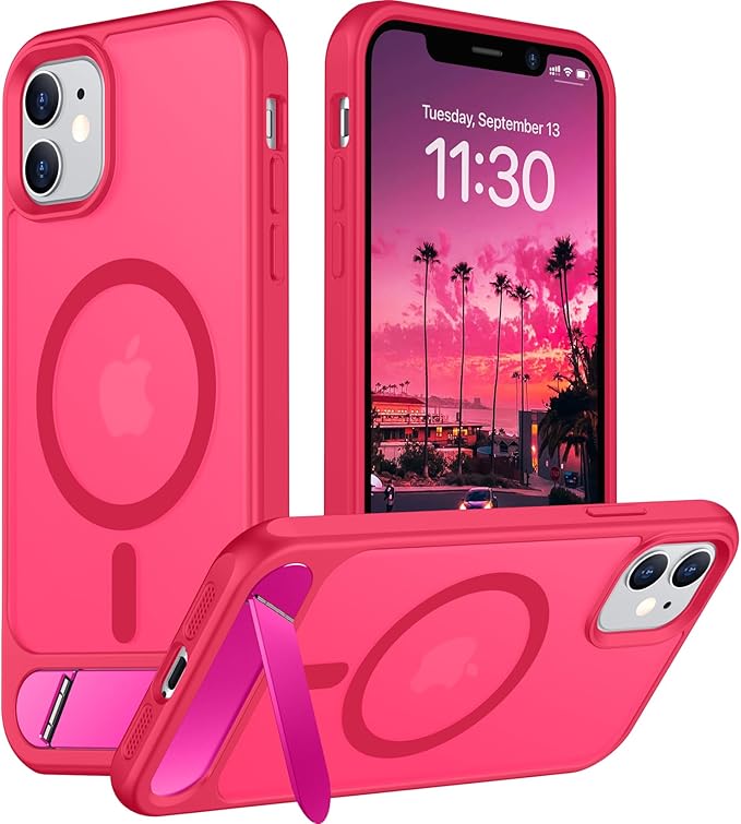 Magnetic Compatible with iPhone 11 Phone Case, [Built-in Invisible Kickstand][Compatible with MagSafe] [Military Grade Shockproof] Slim Translucent Matte Phone Case for iPhone 11 6.1"
