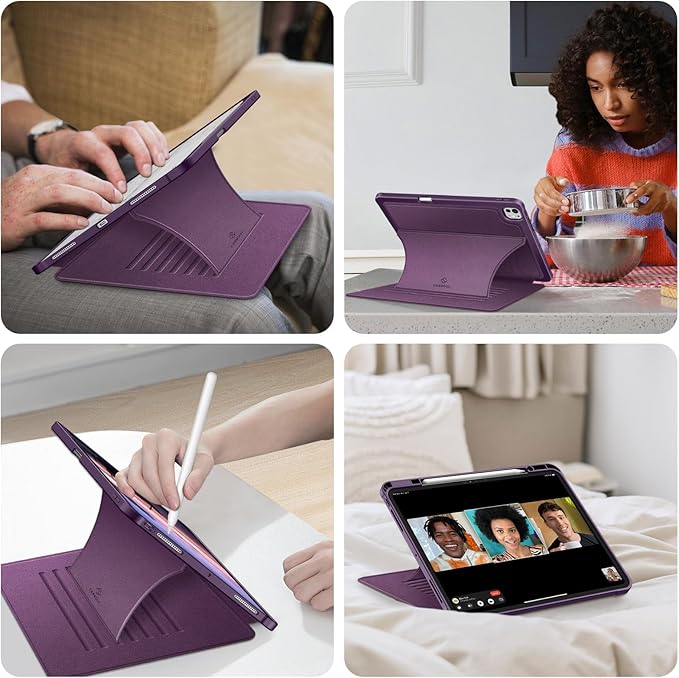 Fintie Magnetic Stand Case for iPad Pro 13-inch (M5) 2025 / (M4) 2024 - Multiple Angles Shockproof Rugged Soft TPU Cover with Pencil Holder, Auto Sleep/Wake, Purple