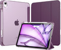 MoKo for iPad Air 11 inch Case (M4/M3/M2) 2026/2025/2024, iPad Air 5th/4th Gen 10.9 inch Case 2022/2020 with Pencil Holder, Slim Light Trifold Cover with Hard PC Translucent Back Shell, Dark Purple