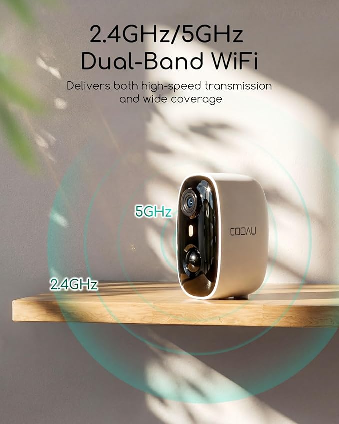 COOAU 4MP Security Cameras Wireless Outdoor Included 64GB Memory Card, No Subscription, Faster Charging Solar Powered, Cameras for Home Security Surveillance System for Wide-Area Whole-House Coverage