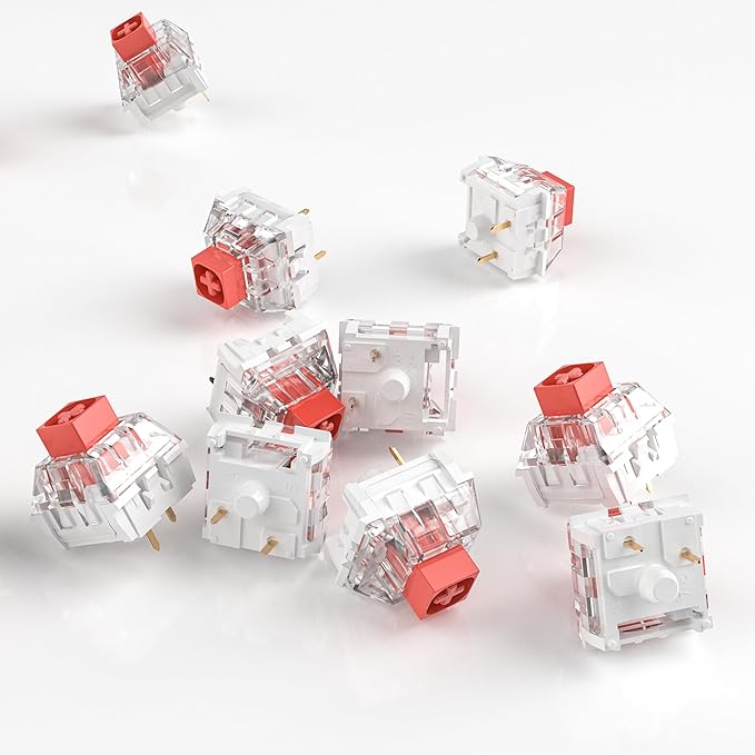 Kailh Box Red Switches for Mechanical Keyboard,3-Pin 45gf Linear/Factory Lubed/Dust&Waterproof Switches(Kailh Box Red,72Pcs)