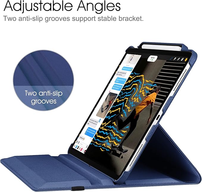 Fintie Rotating Case for iPad Pro 12.9-inch 6th Generation 2022-360 Degree Swiveling Protective Cover with Pencil Holder, Auto Sleep/Wake, Also Fit iPad Pro 12.9" 5th/4th/3rd Gen, Navy