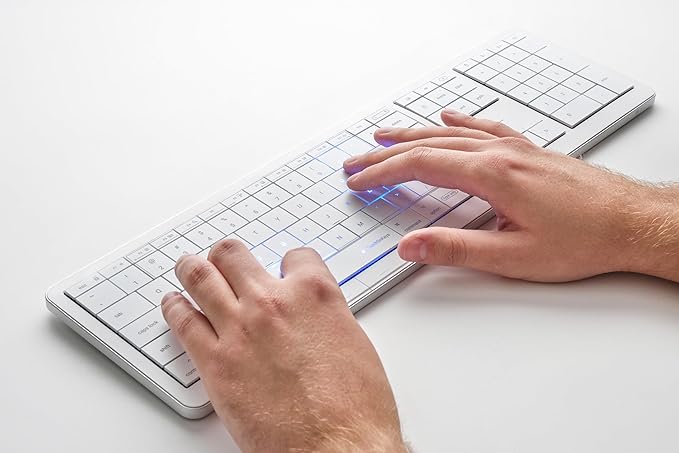 CLVX 1 Mac | Touch On Keys & Gestures AI Keyboard | Bluetooth & USB-C | Low Profile Silent Scissor Keys | Interactive RGB | Aluminum Chassis | Compatible with Mac/iPad/AppleTV/VisionPro