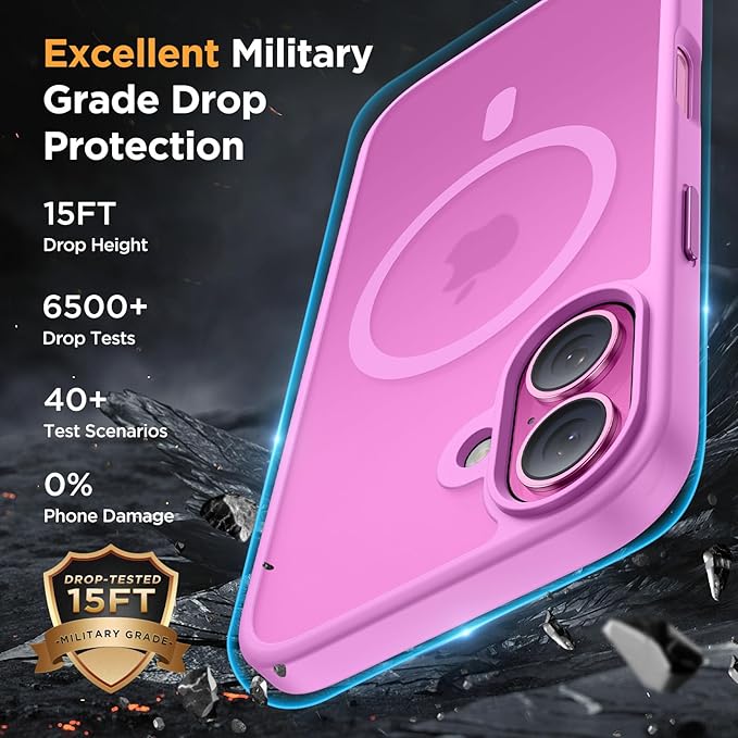 Miracase Magnetic Series for iPhone 16 Case [Compatible with MagSafe] Military-Grade Protection, Anti-Fingerprint, Slim Phone Case for iPhone 16 6.1 inch - Lilac Pink