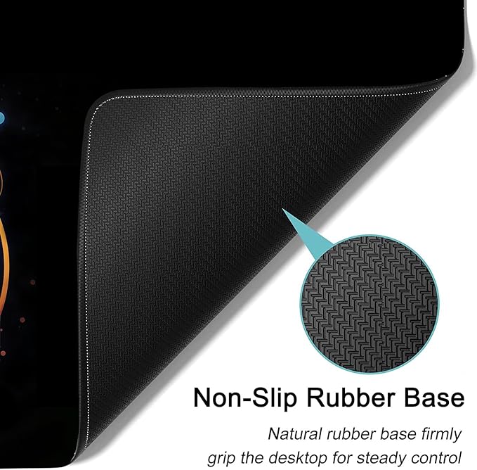 Large Mouse Pad, 31.5 x 11.8in Extended Gaming Mouse Pad with Stitched Edges, XXL Mousepad Protector Non Slip Rubber Base for Office and Home Writing Mat, Nebula Wolf Pattern Black Desk Mat