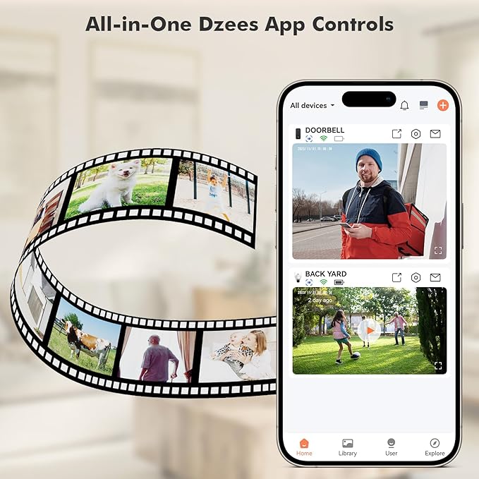 Dzees 4MP Outdoor Camera Wireless with Magnetic Mount Battery Powered Security Camera Outdoor for Home Security, 2.4Ghz WiFi/AI Motion Detection/2-Way Talk/4MP Color Night Vision/IP66/Cloud-2-Pack