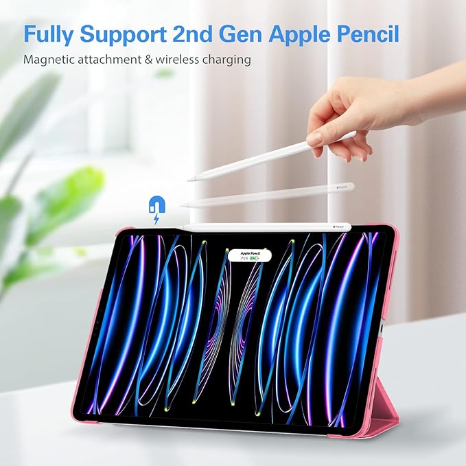 ProCase for iPad Pro 11 Inch Case 2022/2021/2020/2018(4th/3rd/2nd/1st Generation), iPad Pro 11" Slim Stand Hard Back Cover Shell Smart Folio Compatible with Pencil/Support Auto Wake/Sleep -Melonpink