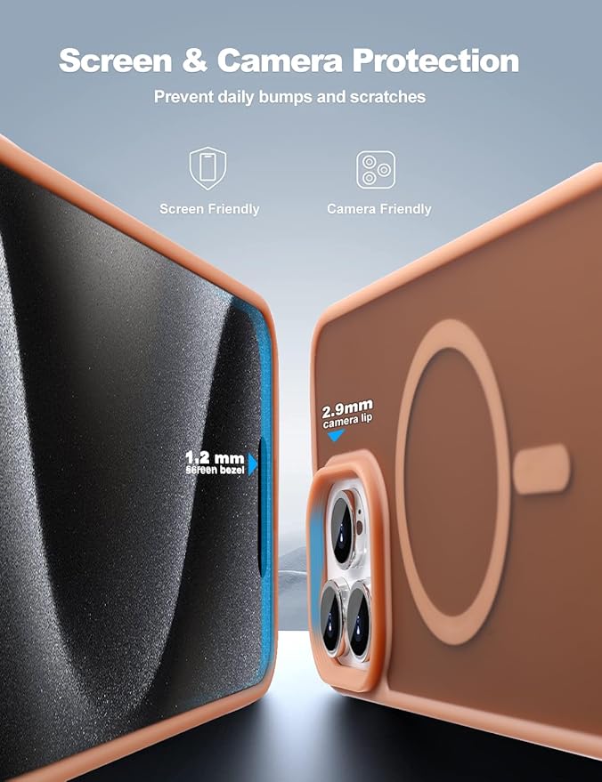 Tigowos Compatible with iPhone 15 Pro Max case Fits MagSafe 10FT Drop Resistant Matte Skin Feeling Shockproof Back Cover Fits iPhone 15 Pro Max Phone Cases, Brown