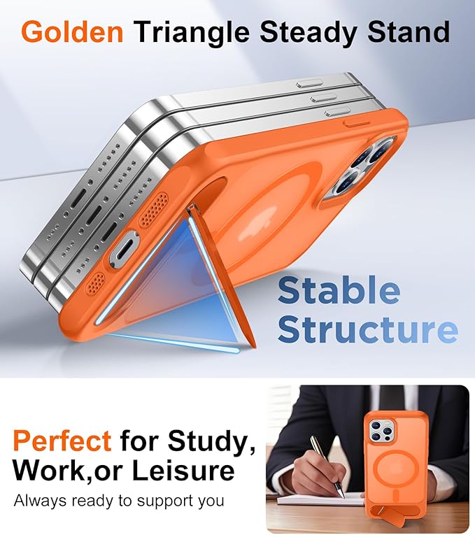 Magnetic Compatible with iPhone 12 Case & iPhone 12 Pro Case, [Built-in Invisible Kickstand][Compatible with MagSafe][Military Grade Shockproof] Slim Translucent Matte Phone Case 6.1"