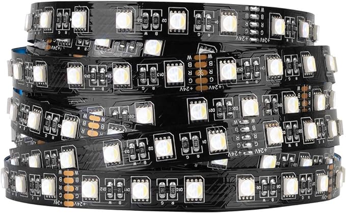 BTF-LIGHTING RGBW LED Strip Lights,UL Listed,5050 4 Colors in 1 RGB + 6000K-7000K Cool White,24V DC,16.4ft/5m 60LEDs/m 12mm Black PCB, IP30 for Home Decoration(No Adapter or Controller)