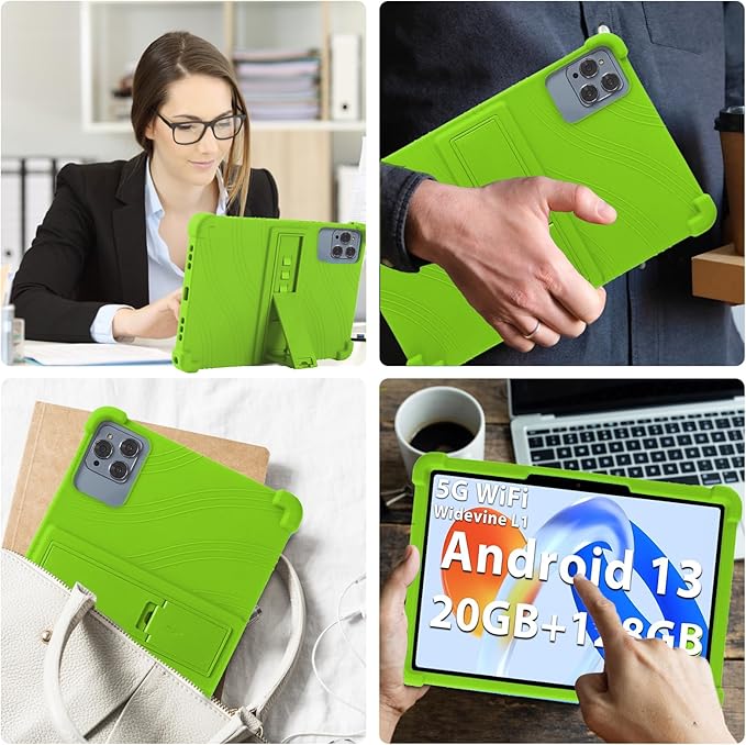 ATOOZ for ROWT 10.1 inch Tablet Case,Soft Silicone Case for ROWT A10/SVITOO Tab 10/Aiprotablet C20e/ZONKO D115/MB1001 10.1 inch Tablet with Stand (Green)