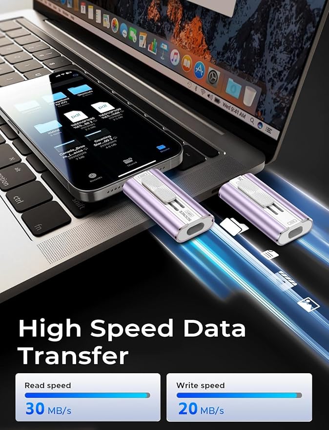 512GB Flash Drive Intended for Phone, USB External Memory Stick Storage Backup for Photos Videos, Plug and Play No APP Required, Compatible with iPhone iPad Android and PCs (1 Pack-Purple)