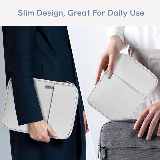 Dadanism 9-11 Inch Tablet Sleeve Padded Carrying Case for iPad (A16) 11th Gen 11", iPad 10th Gen 10.9", iPad Air M4/Pro M5 11", iPad Air 5/4, iPad 9/8/7th Gen, Galaxy Tab A11+ Plus 11", Gray + White