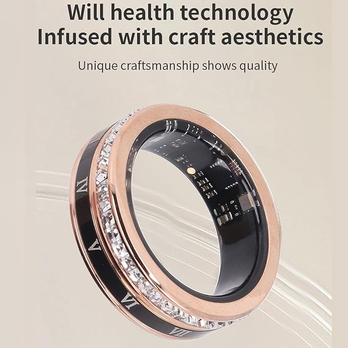 Smart Ring Health Tracker, Heart Rate Monitor Sleep Ring, Fitness Tracker for Monitoring Pressure, Oxygen, Step, Calories, Vintage Smart Rings for Men Women (9)