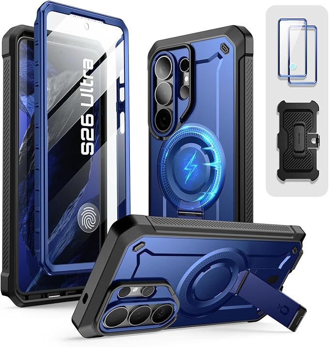 SUPCASE for Samsung Galaxy S26 Ultra Case with Stand, Military-Grade Drop Protection, Compatible with Wireless Charging/MagSafe, Built-in Screen Protector & Front Frame – UB Pro Mag, Cobalt