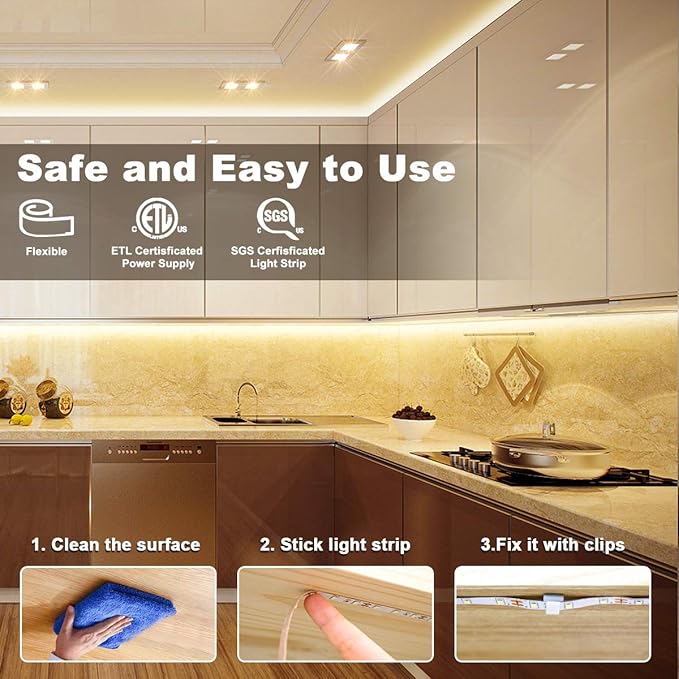 MY BEAUTY LIGHT LED Strip Lights Warm White,32.8ft Dimmable LED Light Strip with RF Remote,600 Bright 3000K 2835 LEDs,Plug-in Adhesive Rope Lights with Timing Mode for Living Room Bedroom Kitchen