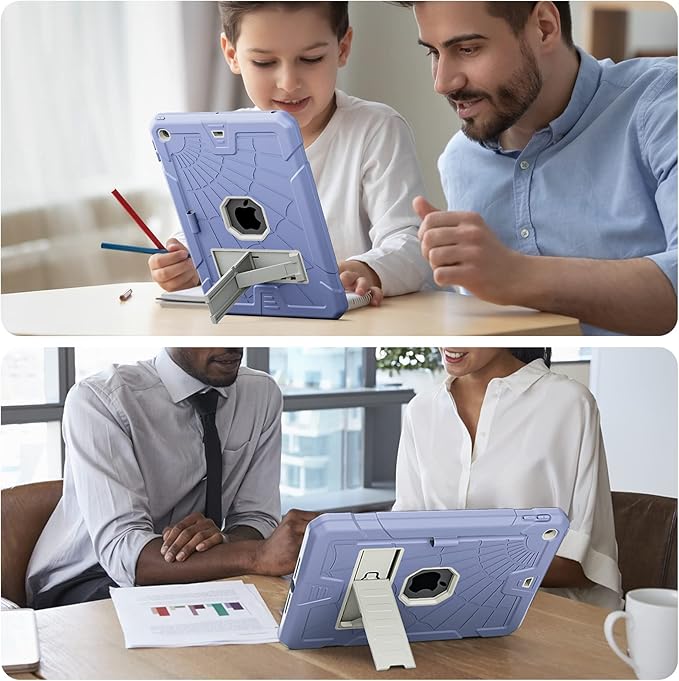 SIBEITU Case Compatible with iPad 9th Generation for Kids, with Pencil Holder Stand, Heavy Duty Rugged Case for iPad 10.2 inch