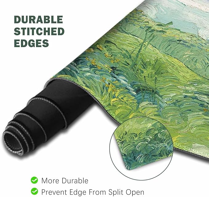ToLuLu Extended Gaming Mouse Pad, Memory Foam Ergonomic Keyboard Mouse Wrist Rest Support Set, Large Desk Mat with Stitched Edges, Non-Slip Base Mousepad for Home Office Game and Study, Green Theme