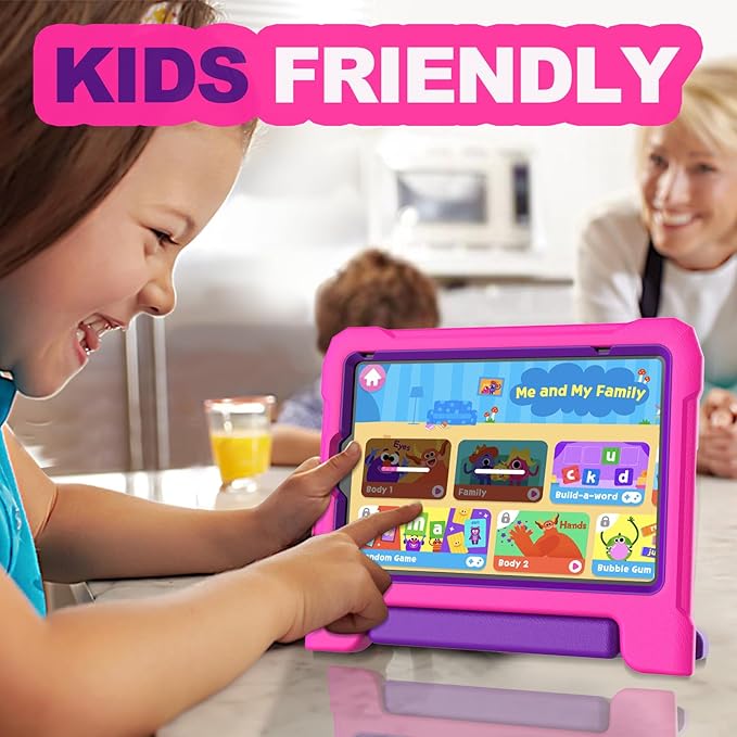 YIHE Kids Case for 8.3 inch iPad mini 7 (A17 Pro) 2024 & iPad mini 6 (A15) 2021, Shockproof Cases for iPad mini 7th/6th Generation with Built-in Screen Protector & Handle Stand, Pink&Purple
