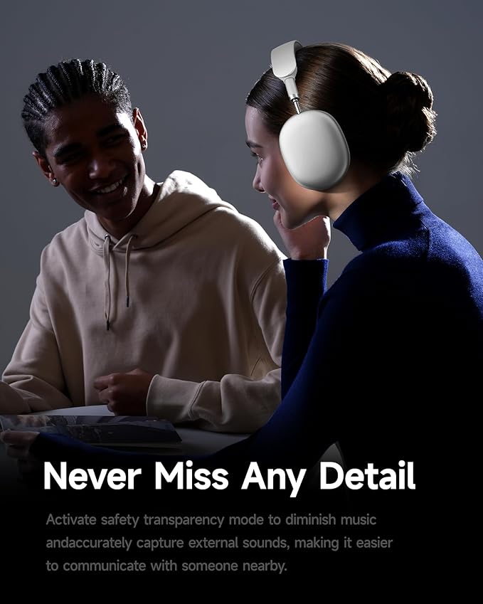 Picun F8 Pro Hybrid Active Noise Cancelling Headphones with Multiple Modes, Wireless Over-Ear Bluetooth Headphones, 140H Playtime, Customizable Sound, Head Tracking,Travel, Office (Silver)