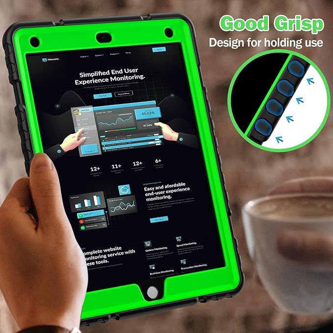 ZoneFoker 9.7" Case for iPad 6th/5th Generation 2018/2017, for iPad Air 2 / Air 1st / Pro 9.7, Heavy Duty Shockproof Protective 9.7 Inch Cover with Built-in Stand for i Pad 6 5 Gen (Black+Green)