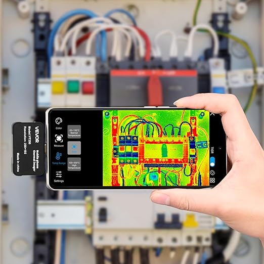 VEVOR Thermal Imaging Camera for Android & iOS, 512 x 384 Super Resolution, 25HZ Refresh Rate Infrared Thermal Imager for Smartphones Tablets, 256 x 192 IR Resolution, -4°F-1022°F & 6 Color Palettes