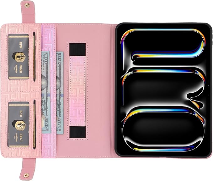 Shiny Case for iPad mini 5/4/3/2/1, Mini 7.9" Handbag Case, Techcircle Iridescent PU Leather Folio Envelope Pocket Stand Cover with Hand Strap+Shoulder Strap+Pencil Holder+Card Slots, Shiny Pink