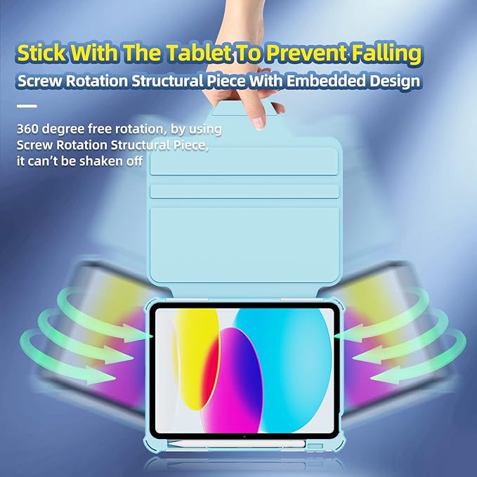 Rotating Case for iPad 11" A16 2025 / iPad 10th Generation 10.9" 2022 Smart Cover with Pencil Holder, Techcircle [Corner Protection] Hybrid TPU+PC Magnetic Flip Stand Soft Bumper Cover, Light Gray