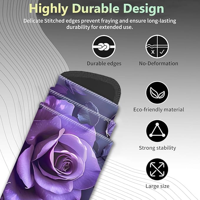 Extended Non-Slip Mouse Pad + Mouse Wrist Rest + Lace-Shaped Coaster Set, Ergonomic Design, Suitable for Desk and Home Gaming Table Mat, Purple Rose