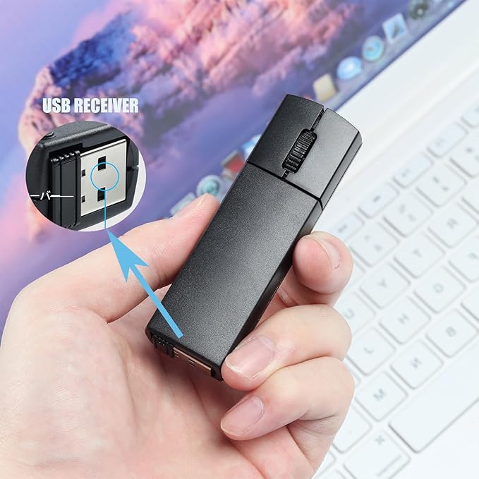 elec Space Wireless Mini Finger Mouse - Silent Dual-Mode Bluetooth & 2.4GHz, Ergonomic Portable PC Mice with Case, Compatible with MacBook and Chromebook