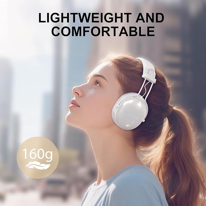 Wireless Bluetooth On-Ear Headphones, Active Noise Cancelling, Hi-Res Sound, 55H Playtime, Foldable Design, Lightweight and Comfortable, Multipoint Connection, for Home Office Travel, White