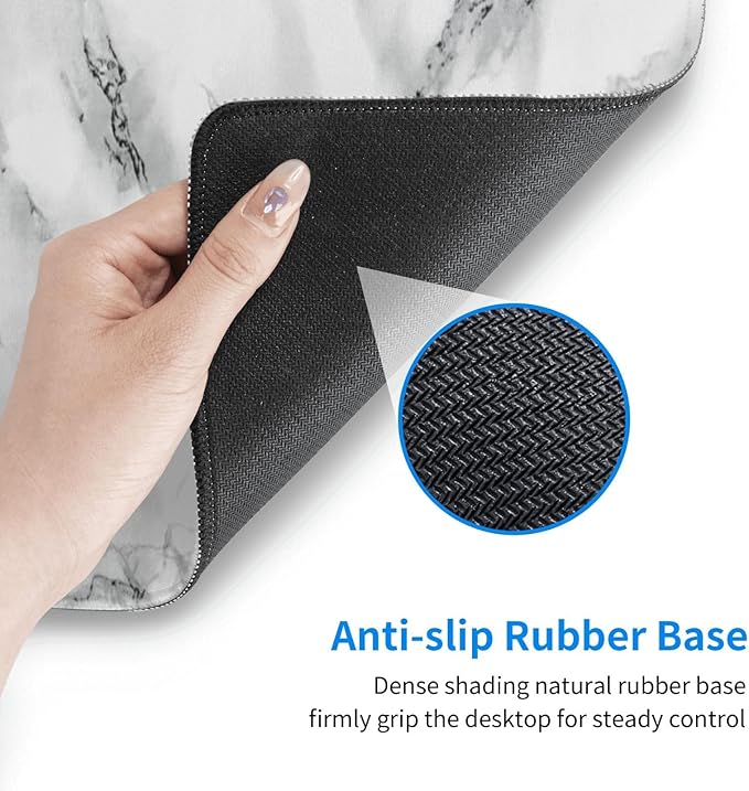 Black and White Marble XL Large Mouse Pad with Stitched Edges Long Non-Slip Rubber Base Mousepad Laptop Keyboard Mat Desk Pad for Office Home Desk Decor, 31.5" X 11.8"