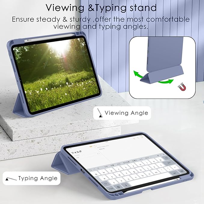 ZryXal New iPad Pro 13 Inch Case (M5) 2025 / (M4) 2024 with Pencil Holder, Smart iPad Case [Support Pencil Pro and Pencil (USB-C)], Support Touch ID and Auto Wake/Sleep (New Lavender)