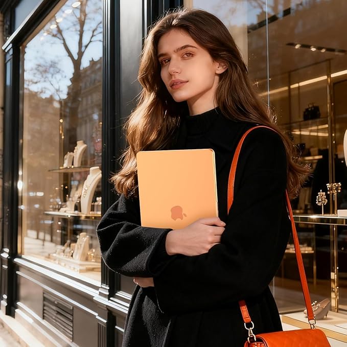 EooCoo Compatible with MacBook Air 15 inch Case M5 2026-2023 M4 M3 M2 A3448 A3241 A3114 A2941, 100% Match Official Color, Upgrade Matte, Anti-Scratch Protective Hard Shell for Mac Air 15.3, Orange