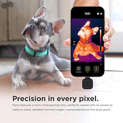 Seek Thermal - Nano 200 Thermal Camera for Apple iOS with Lightning Connector, iPhone Thermal Camera, High Resolution 200 X 150 Thermal Imager, 25hz Imaging Frame Rate, -4°F~626°F, iPhone 14 & Earlier