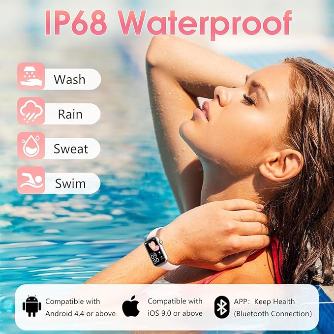 Fitness Tracker, Smart Watch with 24/7 Dynamic Heart Rate Blood Oxygen Monitoring Sleep Tracker Answer / Make Call 24 Sports Modes Pedometer IP68 Waterproof Step Calorie Counter for Women Men (Pink)