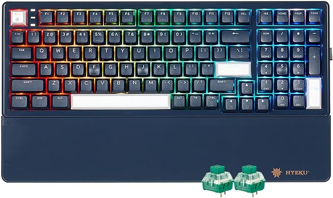 Hexgears Wireless Mechanical Keyboard with Number Pad,Wrist Rest,Gasket Structure,Tri-Mode BT5.0/USB-C/2.4GHz Hot Swappable Keyboard,Creamy Sound,RGB Backlit,Computer Gaming Keyboards(Clicky Switch)