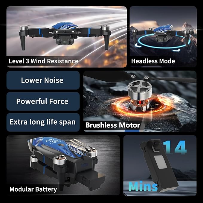 TTROARDS Drone with Camera 4k for Adults, FPV Drone with Screen Professional Brushless Motor 270° Obstacle Avoidance Optical Flow Positioning, Foldable Remote Control Quadcopter for Beginners