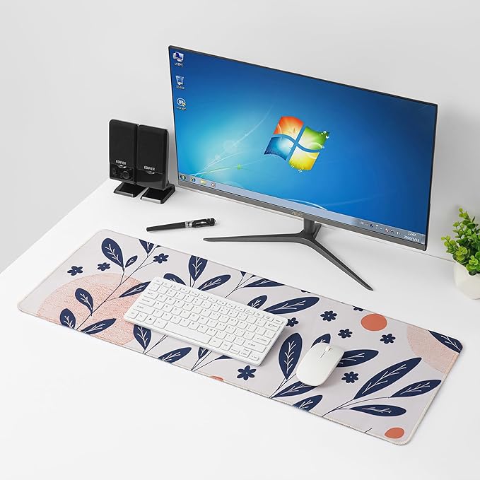 Leaf Mouse Pad,Large Mouse Pad, Soft Rubber Base, Non-Slip Surface,31.5x11.8x0.12inch Long Computer Keyboard Mouse Mat,Office Desk Mat,Gaming Mousepad